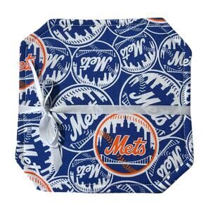 Handmade New York Mets Hot Mats Trivet Set of 4 8" x 8" Baseball MLB Gift